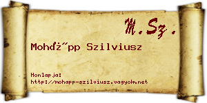 Mohápp Szilviusz névjegykártya